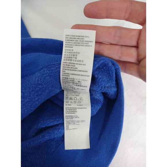 Hollister Size L Logo Graphic Hoodie Blue Pullover Kangaroo Pocket Athleisure - Picture 8 of 10